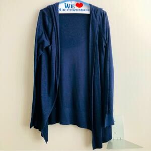 Cynthia Rowley Open Hooded Linen Blend Navy Blue Duster Cardigan Women’s Size S